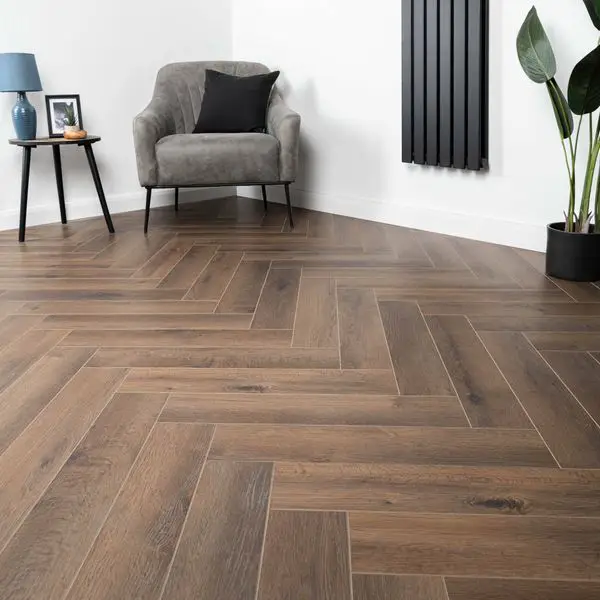 Light oak vinyl flooring project completed in a Dubai family villa living room
