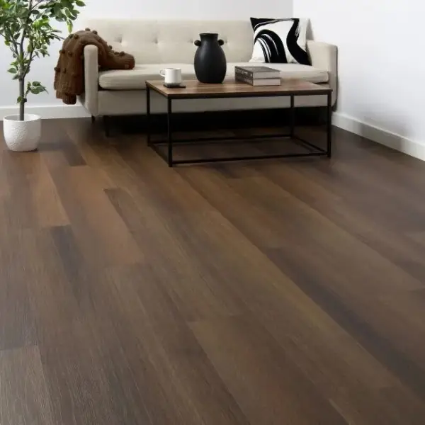 Wood-look vinyl plank flooring project completed in a Dubai villa bedroom