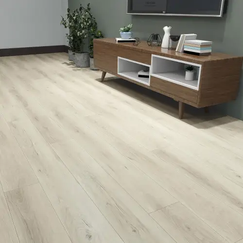 Ivory ash oak vinyl flooring installed in a Dubai living room