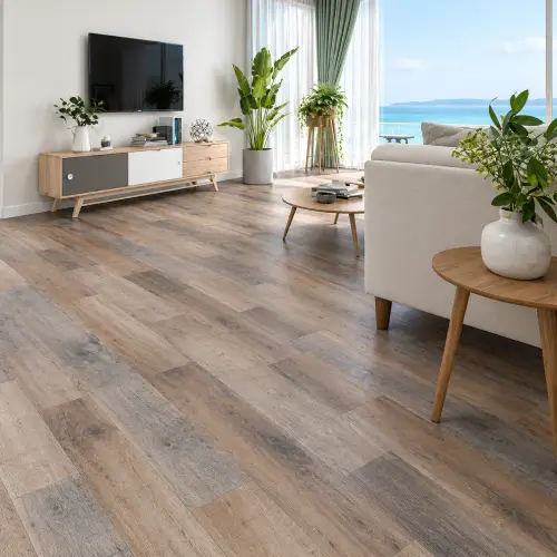 Wood-effect LVT flooring sample